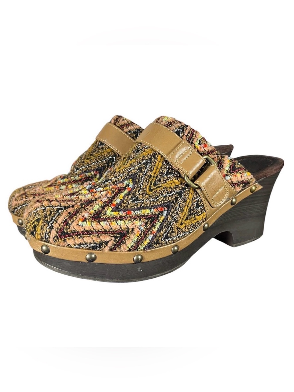 Multicolor Woven earth tone Women’s Clog Mules